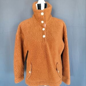 J.Crew Burnt Orange Sherpa Fleece Teddy Pullover Sweater